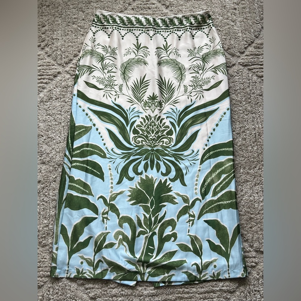 Parker Green and White Floral Skirt